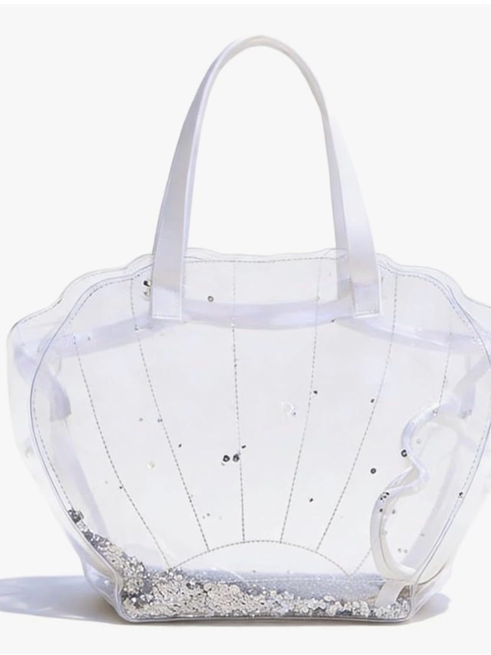 Clear Shell Tote Bag with Silver Glitter